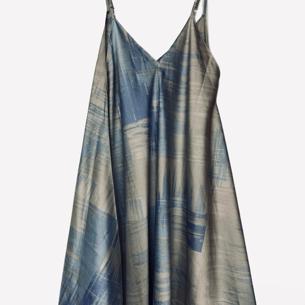 Halston Heritage Abstract Brushstroke Slip Dress Size L - Picture 8 of 8
